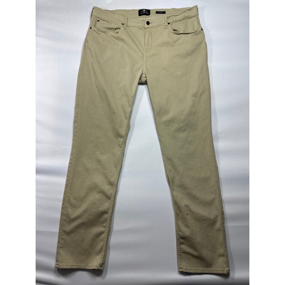 7 For All Mankind Luxe Performance Plus Men's Slimmy Tan Pants - 40 (40x32.5)